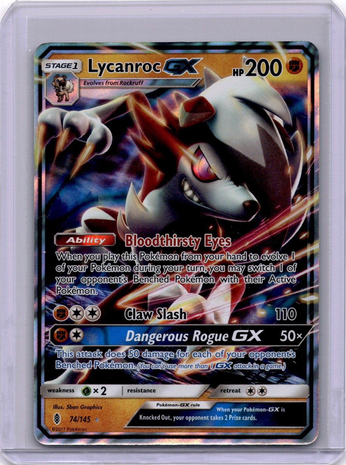 Pokémon Lycanroc GX Ultra Rare SM - Guardians Rising 74/145 NM