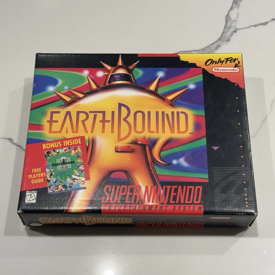 EarthBound (SNES, 1995) VGC/NM Box Authentic Complete CIB Guide Scratch N Sniff - Image 2 of 4