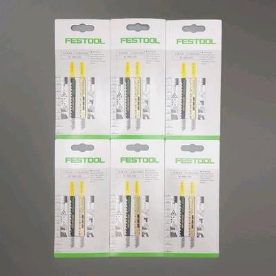 12 Festool 3  Jigsaw Blades-Wood 2-Pak (x6) S 75/4 K (Curve), FSG (Straight Cut)