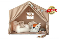 Tienda de Juegos Infantil con Alfombra, Casa de Juegos Grande Interior Caqui