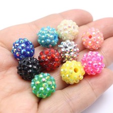 Craft Acrylic Rhinestone Pave Round Beads 12-20mm Disco Ball Beads for Shamballa