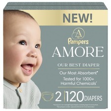 Pampers Amore, Size 2 10-22 lbs , 120 Count, Our Best Diaper 2, White