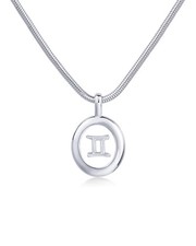 Rhodium Plated Floating Astrology Pendant Necklace - Horoscope Layered Zodiac