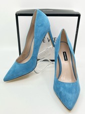Zapatos de salón NINE WEST Tatiana de gamuza nuevos con etiquetas talla 11M azul mujer tacones de aguja LTHR cojín