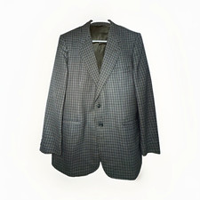 Bruno the Tailor Men’s Gray Check Virgin Wool Blazer L Regular 2-Button Notch