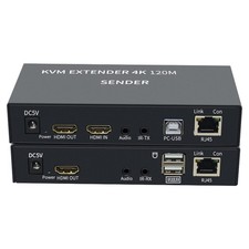 4K HDTV 120M KVM Extender HDMI-Compatible USB-A Keyboard Mouse 3.5mm AUX Alumini