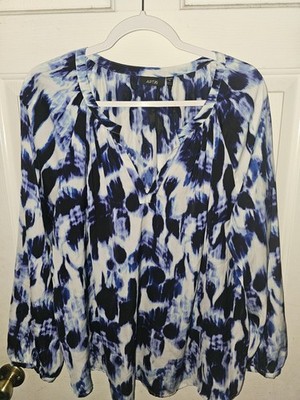 Apt 9  Women's 3/4 sleeve 1X Blue tye dyed multicolor  Shirt blouse EUC! 