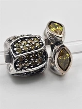 Chamilia JEWELED PETALS & MIDTOWN MARQUIS Yellow Swarovski/Sterling Charm Set