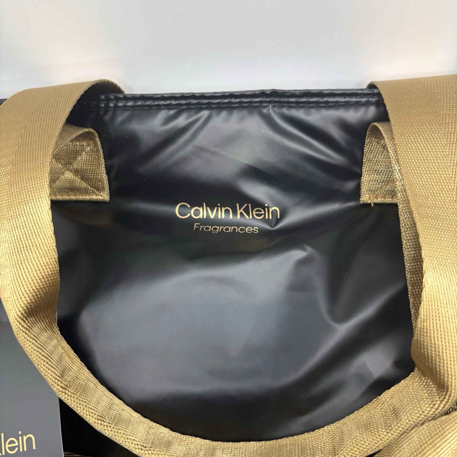 CALVIN KLEIN FRAGRANCES Black Tote Bag Gold Shoulder Strap NEW NWT image 3