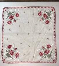 Vintage Valentine Red Heart Handkerchief Hanky Hankie  22 - 12  
