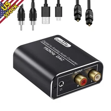 192kHz Audio DAC Converter Coaxial/Optical to Analog RCA 3.5mm w/USB Power Cable