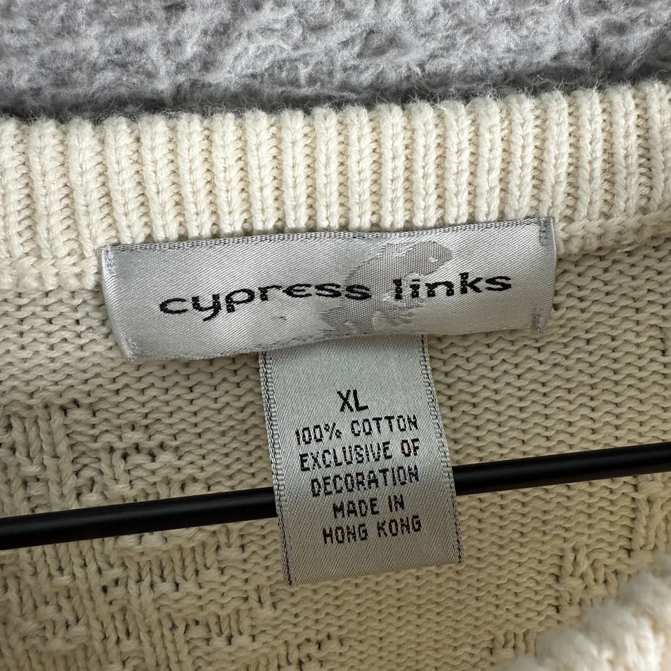 Suéter tejido algodón golf vintage años 90 para hombre XL eslabones de ciprés verde Foto 4 de 4