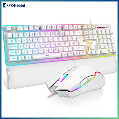 Gaming Tastatur und Maus Set, RGB, QWERTZ, Ergonomie, PC/Mac