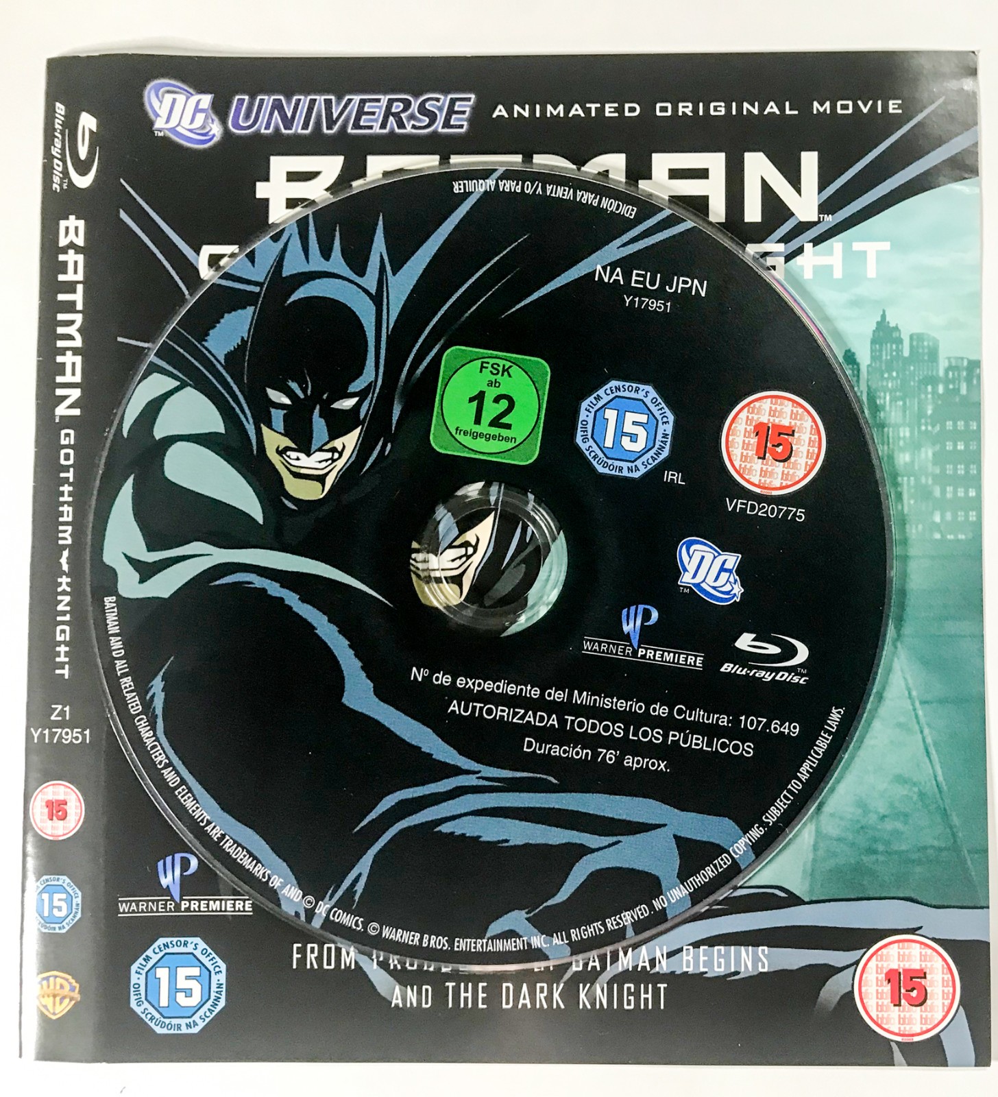 Batman: Gotham Knight (2008) [15] Blu-ray disc A+ cond. FREEPOST *No Case