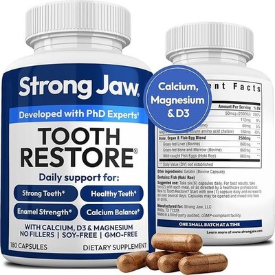 Strong Jaw   Tooth Restore for Adults with Remineralizing Gum Support   180 Caps