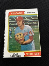 STAN BAHNSEN "ERROR MISCUT" 1974 TOPPS #254 CHICAGO WHITE SOX BASEBALL CARD