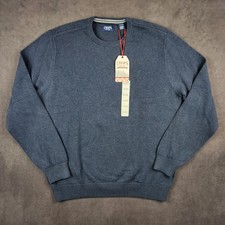 Chaps Sweater Mens XL Navy Heather Cotton Long Sleeve Crewneck NEW