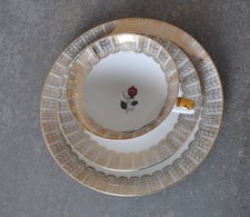 Tête à tête 3 pièces 33 Winterling Bavaria Service à café / thé motif rose rouge