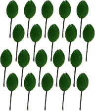 200PCS Green Silk Leaves for Crafts, Artificial Fabric Leaves Bulk, Faux Wired R