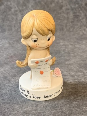 1972 Kim Casali Porcelain Figurine  Love Is  Getting A Love Letter From Him 