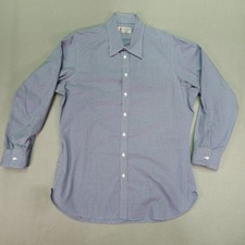 Turnbull  Asser Dress Shirt Mens Large Blue Check Classic Fit Long Sleeve