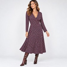 Brooks Brothers Wrap Dress Womens M Geometric Workwear Office Preppy Stretch