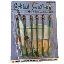 Cocktail Swizzles Stir Sticks Accoutrements Hawaiian Hula Girl Vintage Set Of 6
