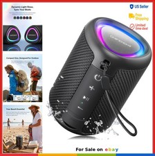 Portable Bluetooth Speaker 20W IPX5 Waterproof 15H Playtime LED Lights TWS