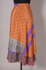 Boho Art Silk Skirt Vintage Silk Skirt Reversible Long Skirt Designer Wrap Skirt