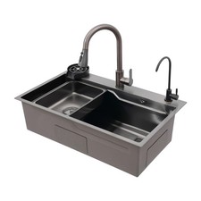 Kitchen Sink Stainless Steel Rectangular Multifunction Sink w/ Pull-out Faucet