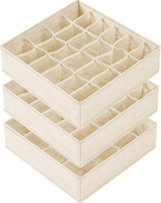 3 Pack Sock Underwear Drawer Organizer Dividers 64 Cell Fabric Foldable Cabinet