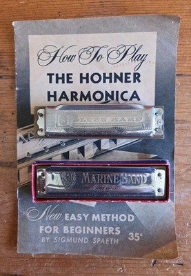 2 Vtg M.HOHNER Harmonicas Marine Band A440, Blues Harp KEY Of C W/Box And Manual