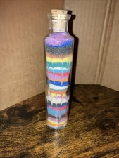 Sand Art in Glass Bottle Cork Top 6.5  Tall