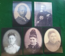 5 Haunted Black and White Hologram Pictures 5" X 7" - Might be Family Members