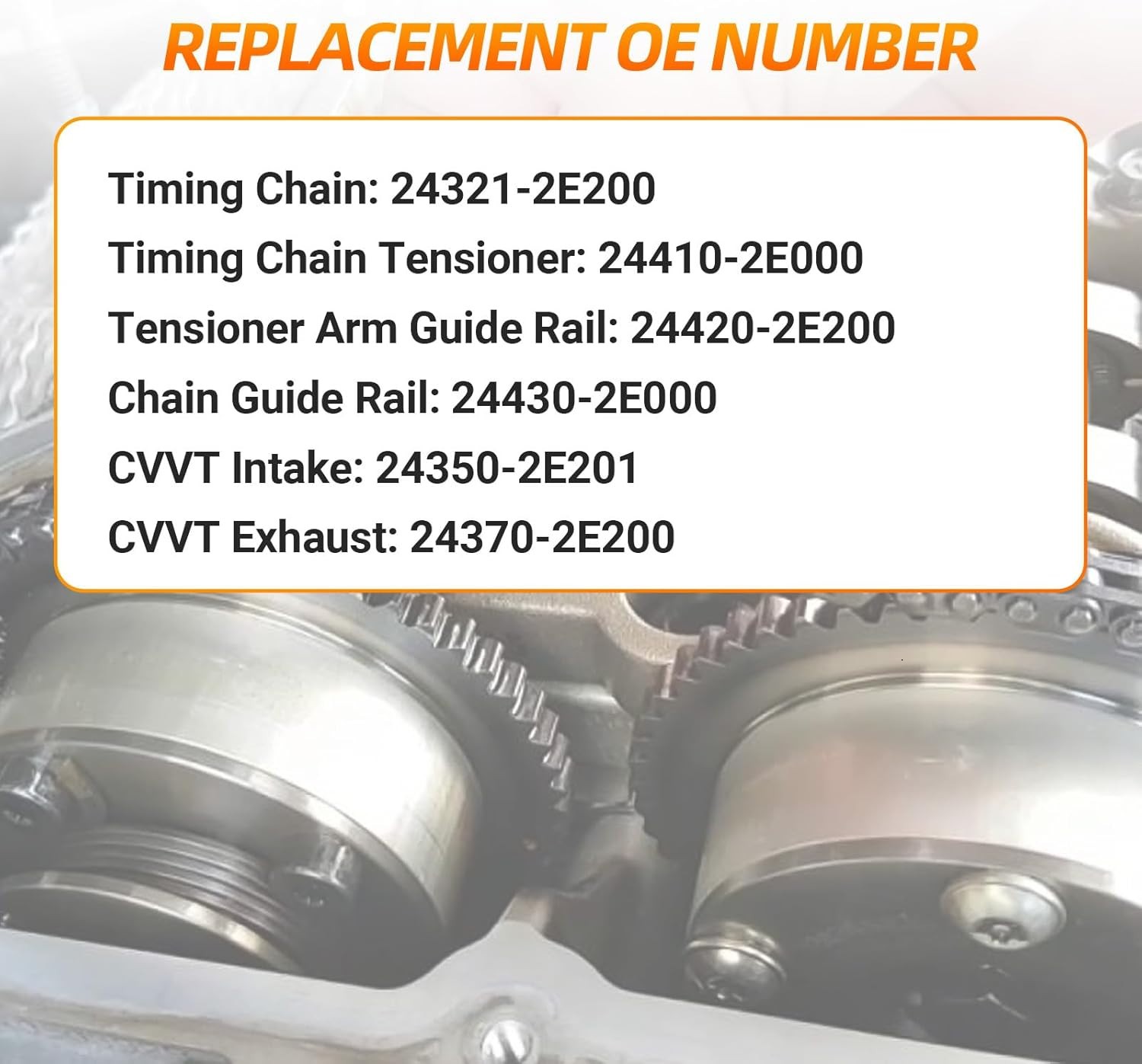 FOR KIA SOUL 2.0L L4 G4NC 2014-2019 Timing Chain Kit with VVT Gears 24321-2E200