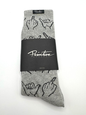 Brand New Primitive Apparel Socks Hang Loose / Middle Finger Gray