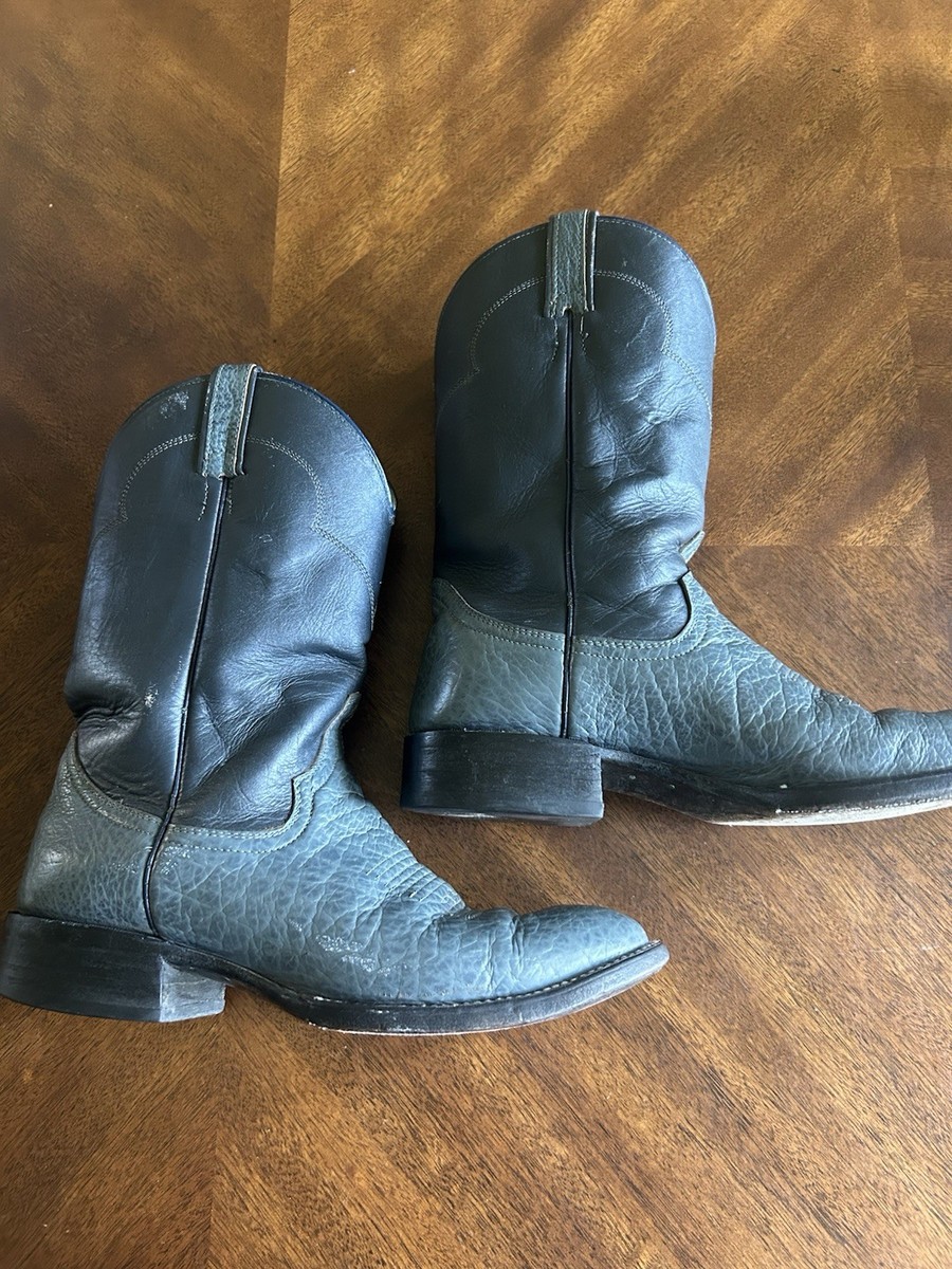 Cowtown Bullhide Cowboy Boots Men's 9.5 EE Gray Leather Western Made In Mexico View 2