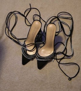 Azalea Wang Lace Up Rhinestone Stiletto Heels Women’s Size 6