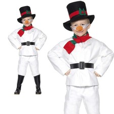 Snowman Costume Boys Girls Christmas Fancy Dress Kids Xmas Nativity Age 3-12