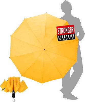 Reise Regenschirm Groß Sturmfest Automatik Gelb 105 cm 10 Rippen für Herren