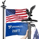 Yescom Bravery 20' Sectional Flag Pole Kit Solar Light US Flag Black Eagle — photo 1