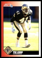 Toi Cook 1991 Score #175 Saints NFL READ FREE SHIPPING AutographDen