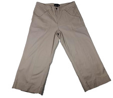 Tommy Hilfiger Pants Womens 16 Beige Wide Leg Cropped Stretch Casual Pockets