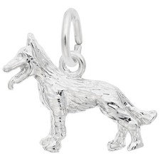 Small German Shepherd Dog Charm - Metal - Sterling Silver