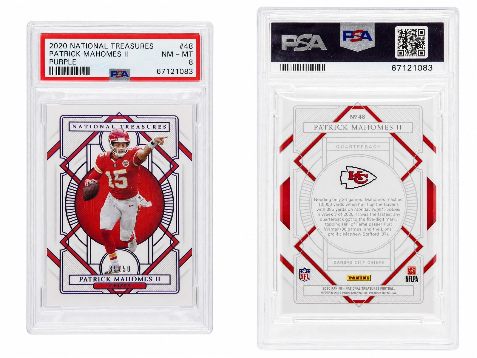 2020 Panini National Treasures PATRICK MAHOMES II #48 NM-MT PSA 8 view 3