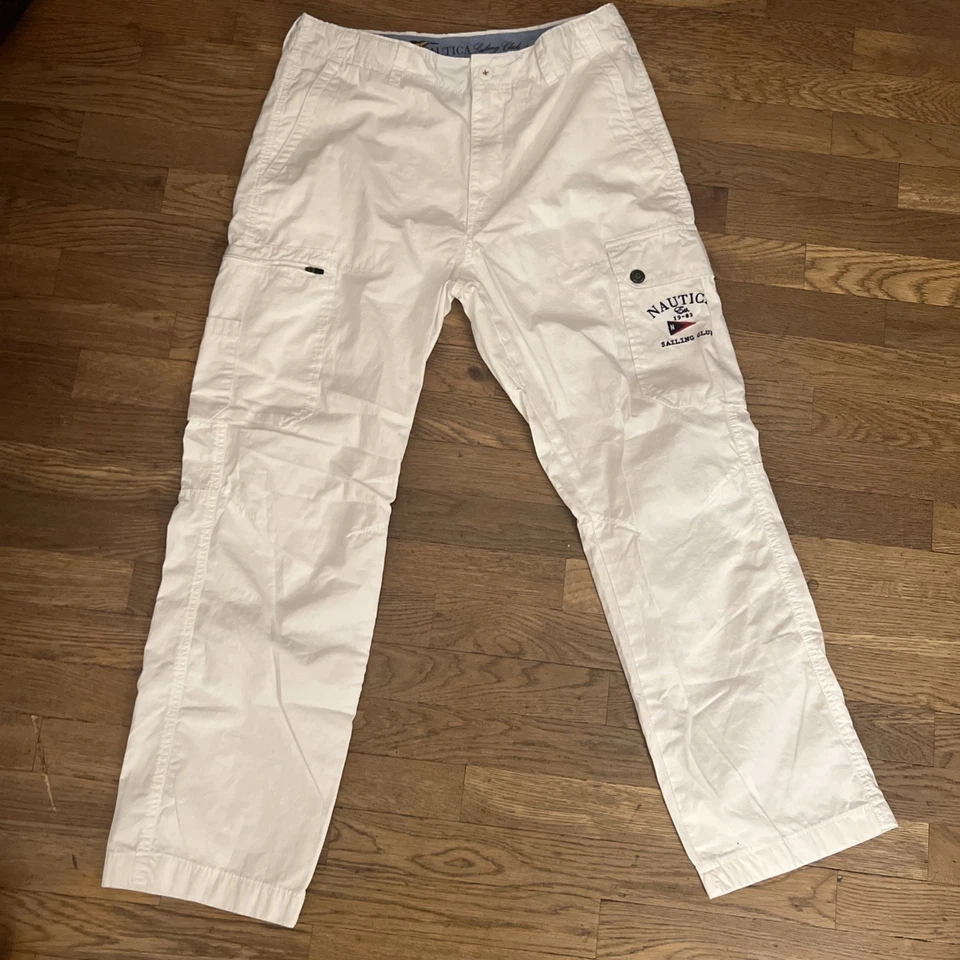 Nautica Miami Vice 帆船白色正装裤子 36x32 新船男式 36 个休闲裤 — 第 2/4 张图片
