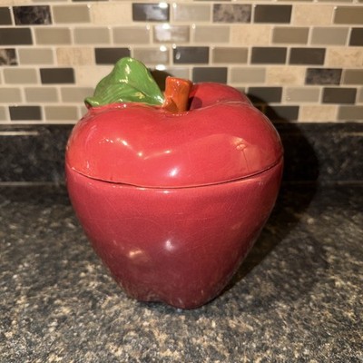 Barbara Eigen Ceramic Apple Canister Cookie Jar 8  Farm House Decor, Portugal