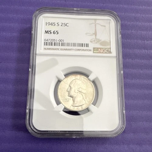 1945 S Washington Quarter NGC MS 65 Silver 25C San Francisco Uncirculated