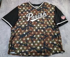 Parish Nation Jersey Shirt Mens 4XL Green Camo Military Stars AOP Embroidered