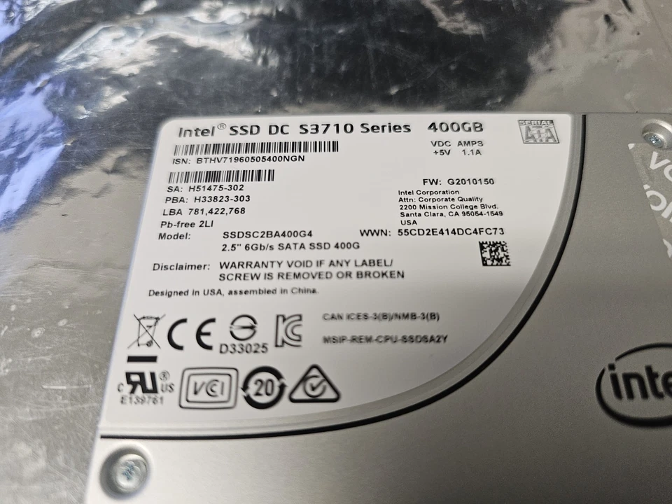 400GB INTEL SSDSC2BA400G4 H51475-203 SSD S3710 2.5" SATA TESTED - Image 2 of 4